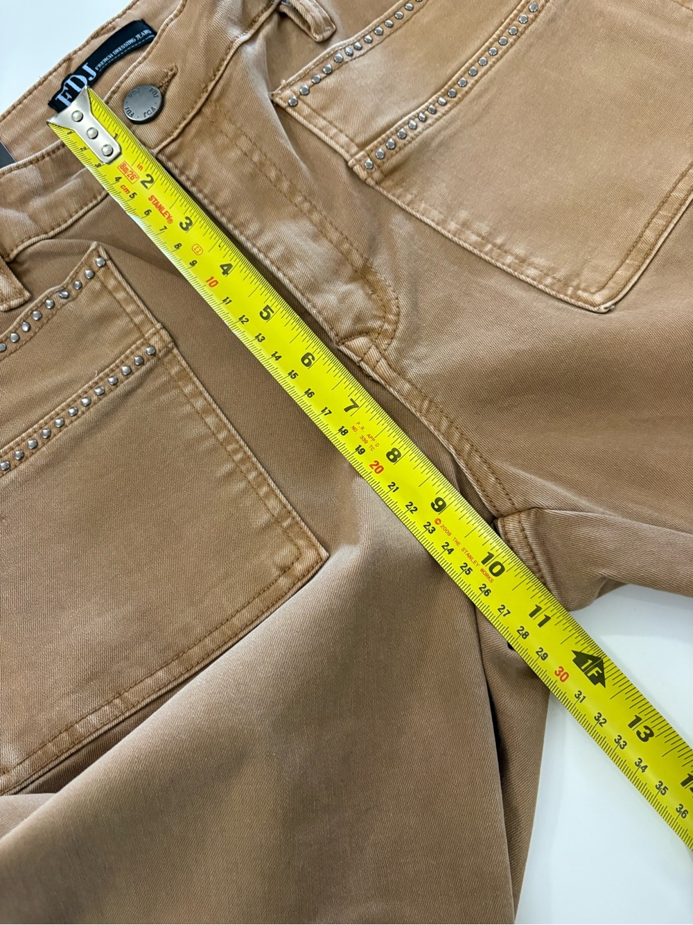 FDJ Olivia Slim Ankle Pants Camel Utility Stud Detail Size 6 NWT - Picture 7 of 11